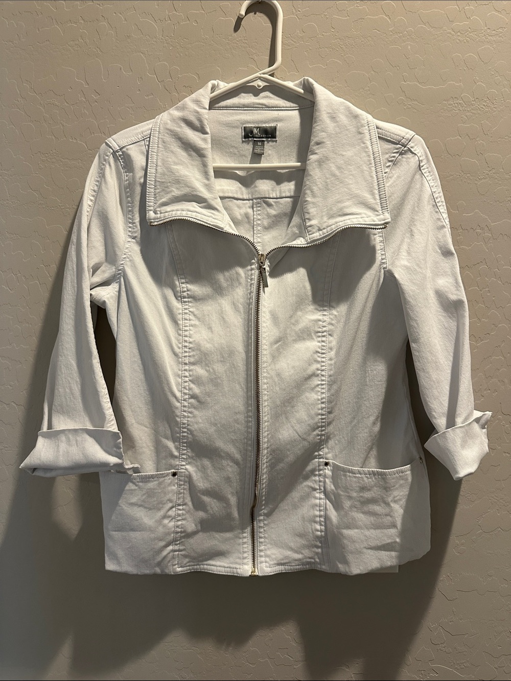 JM Collection White Women’s Zip-Front Jacket size 10